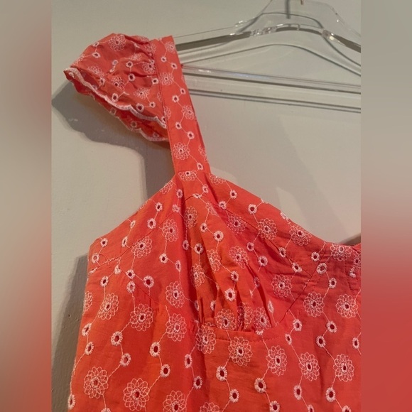 NWT Betsey Johnson Cap Sleeve Eyelet Knit Cotton Dress Duberry Medium - Picture 3 of 7